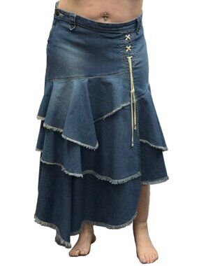 Style J asymmetrical ruffled denim skirt 10